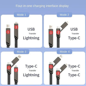 🔥New Year 2024 Sale✨4-in-1 USB C Cable Lightning Cable 100W